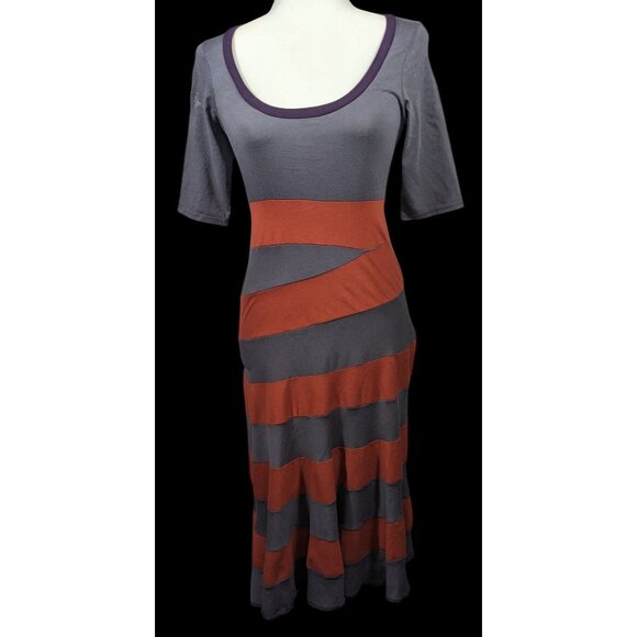 Aimee G Grub Asymmetrical Striped Midi Dress Size XS - Picture 1 of 12